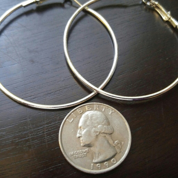 NEW! 2" Silver Hoop Earrings NWT Sterling Silver - Picture 5 of 5